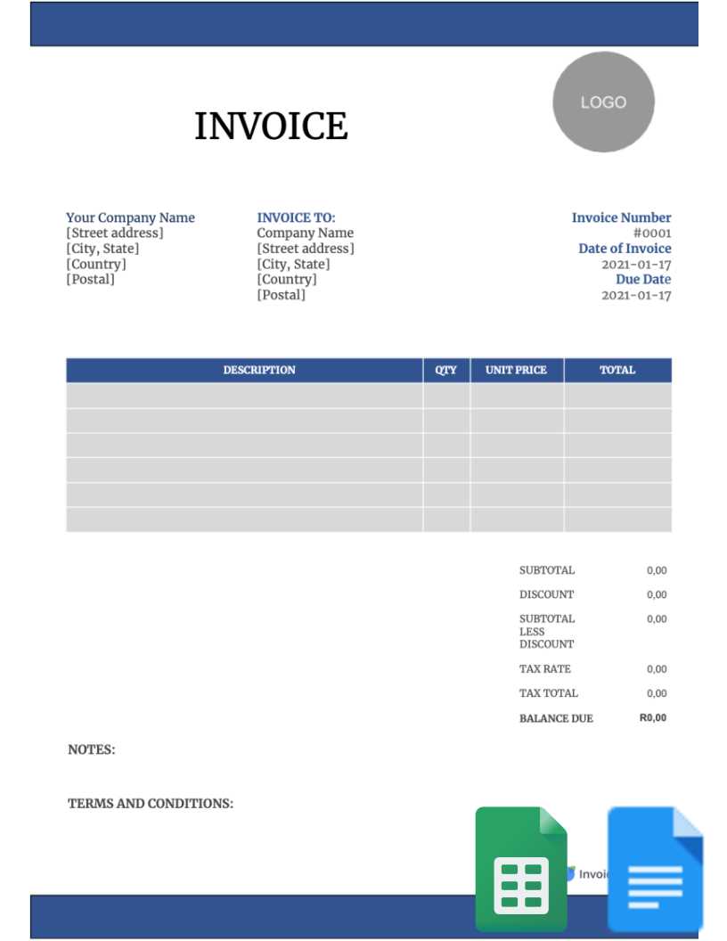 work invoice template excel