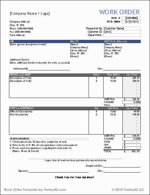 work invoice template free