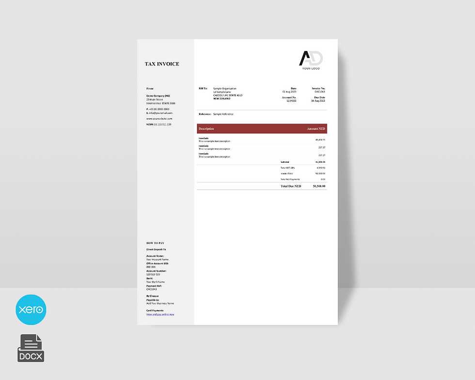 xero invoice template download