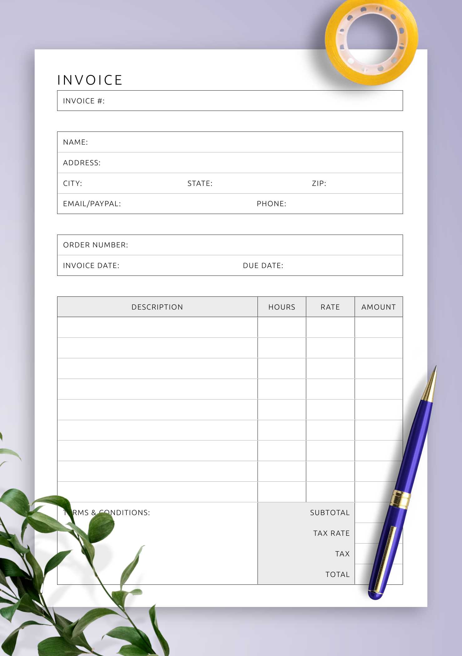 yearly invoice template