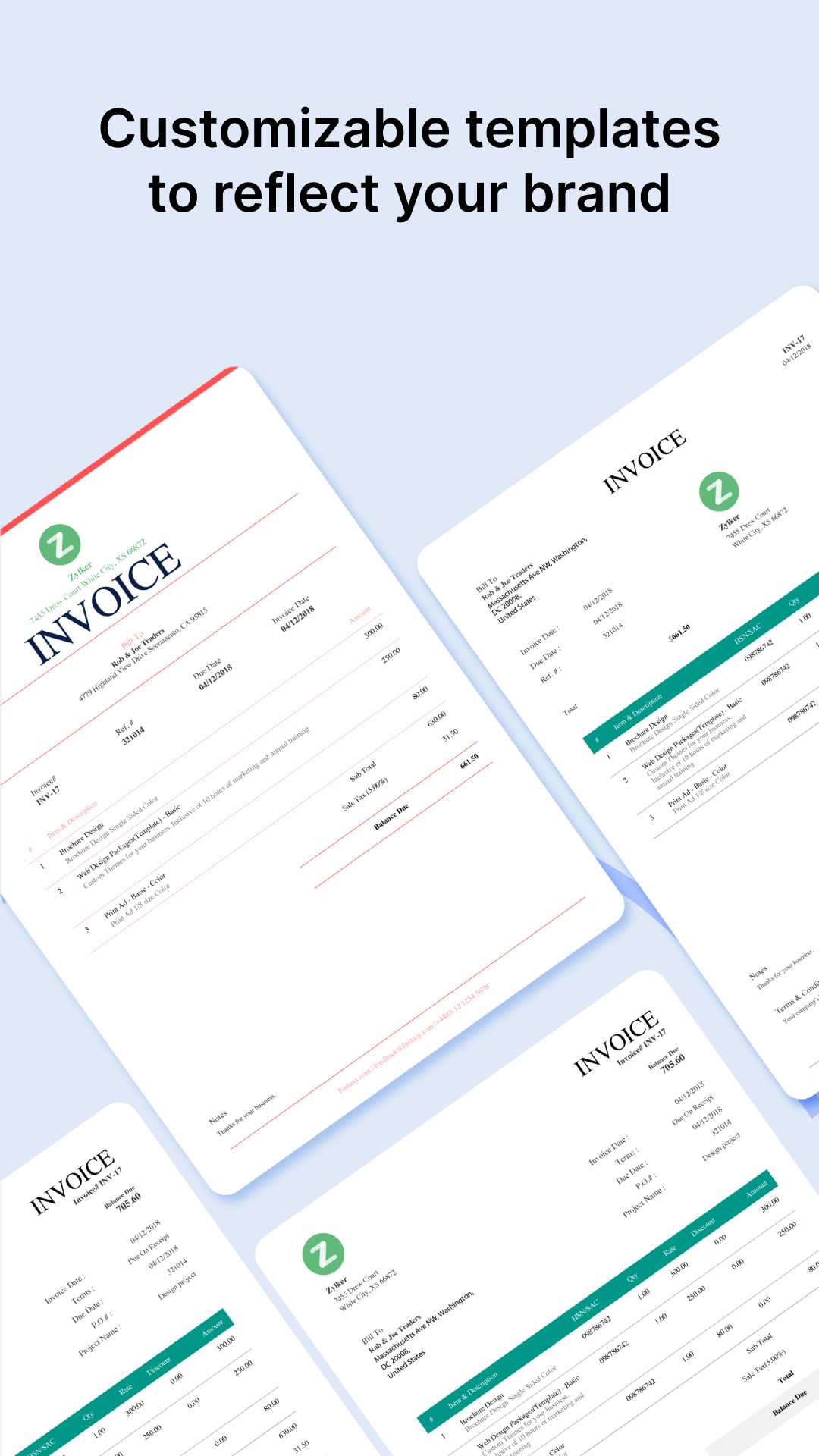 zoho books invoice template