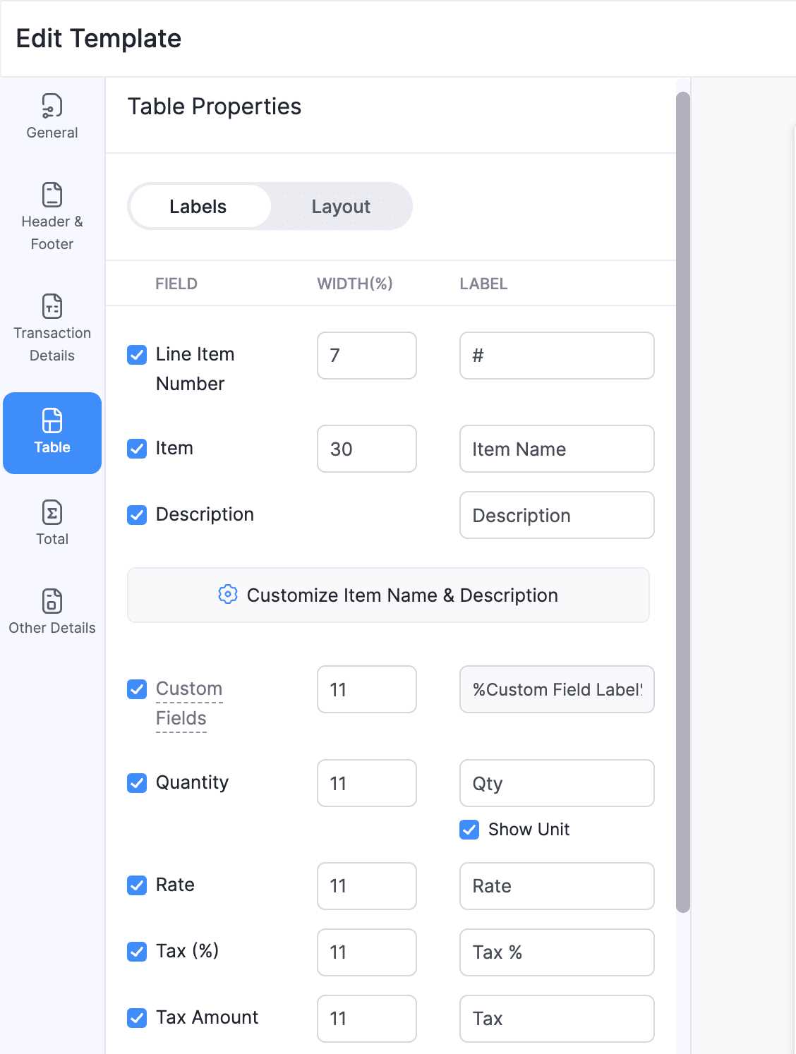 zoho invoice template editor