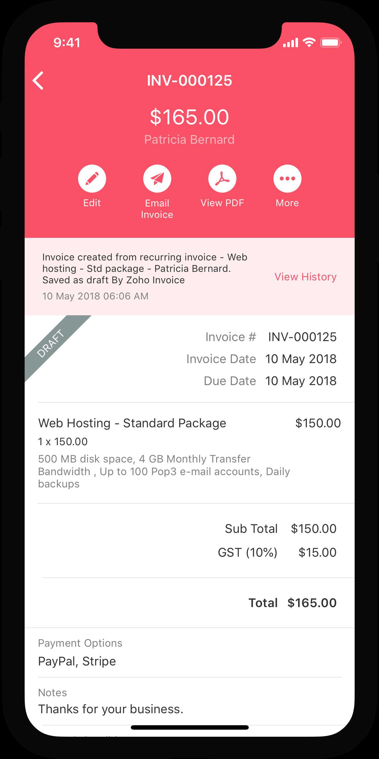 zoho invoice template