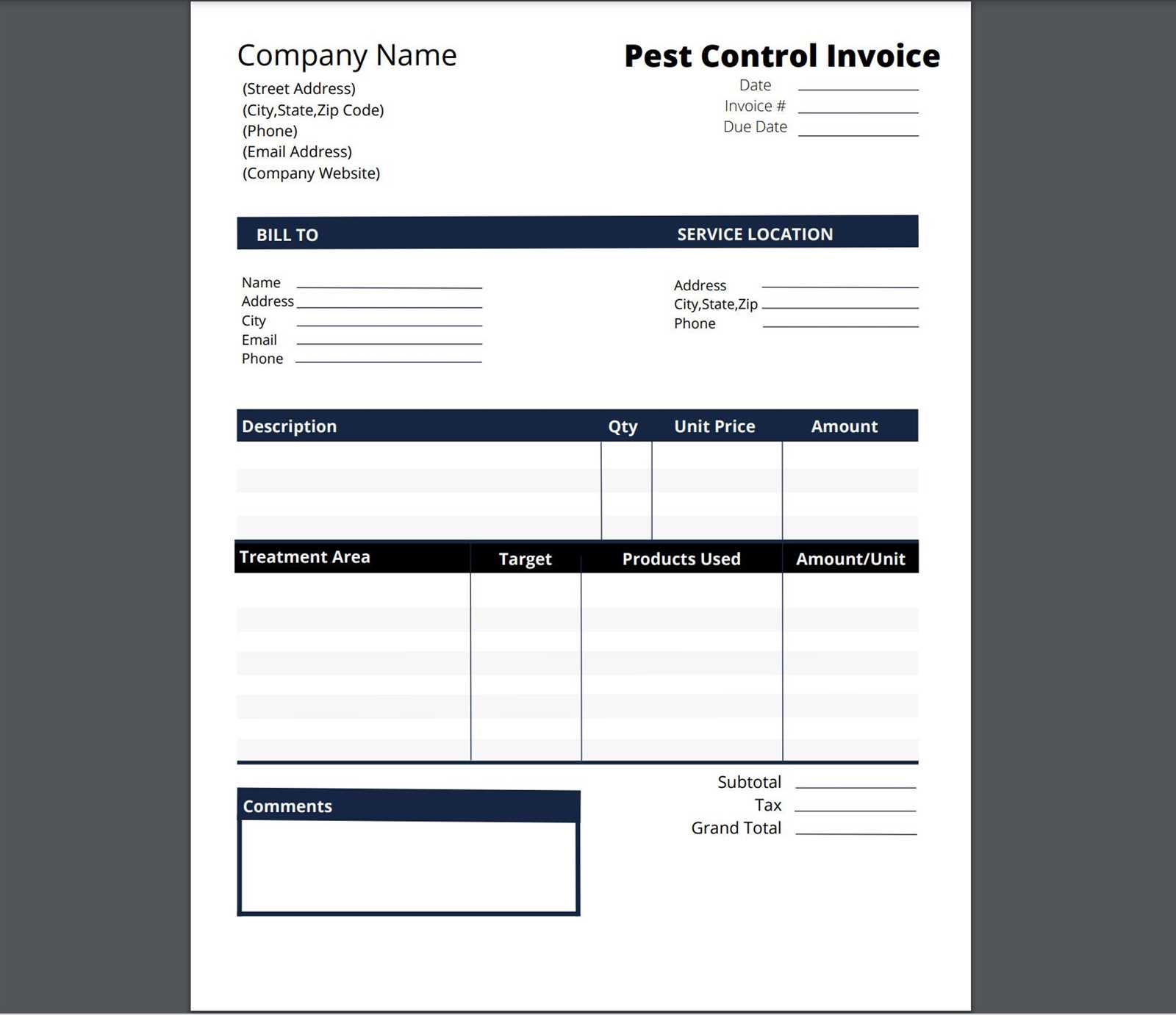 target invoice template