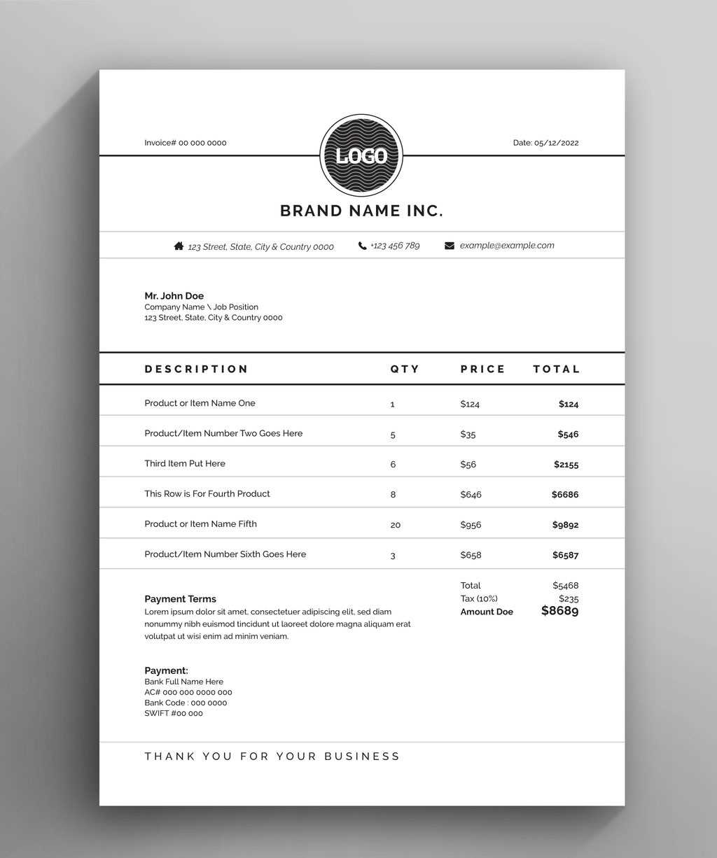 adobe illustrator invoice template free