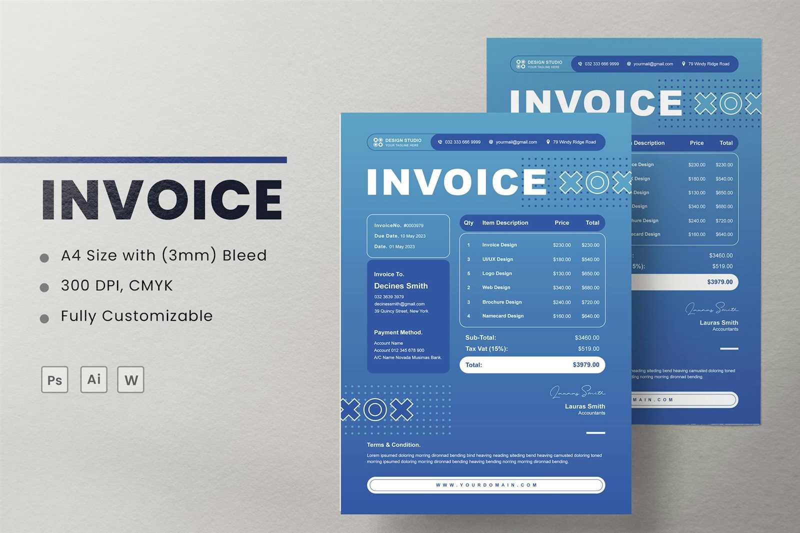 adobe xd invoice template