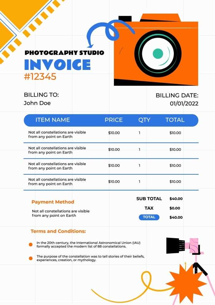 photographer invoice template free