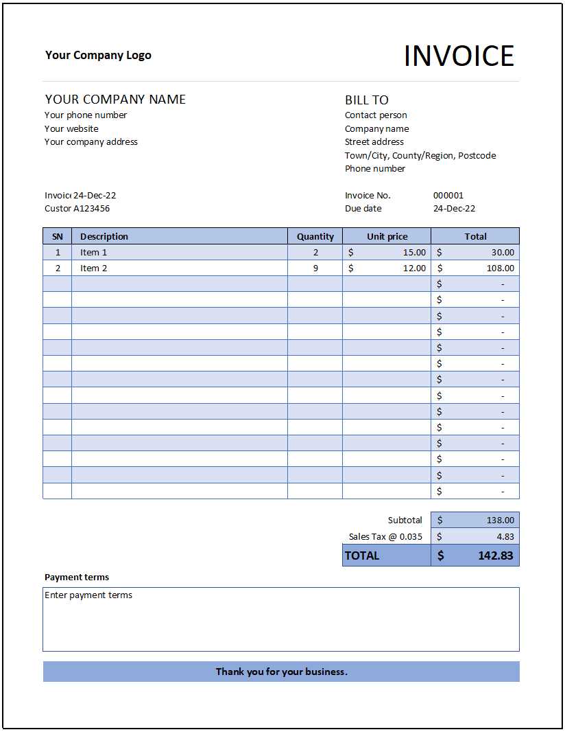 aia invoice template excel