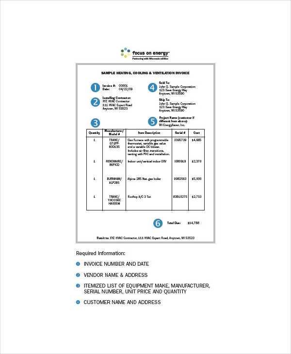 air conditioning invoice template