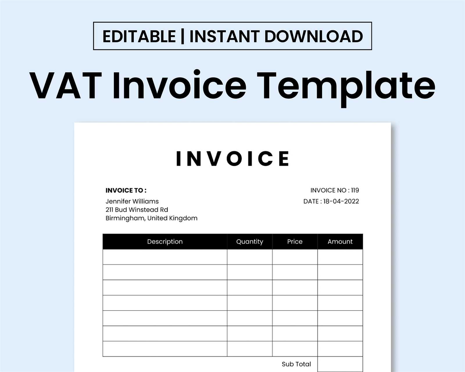 vat invoice template free download