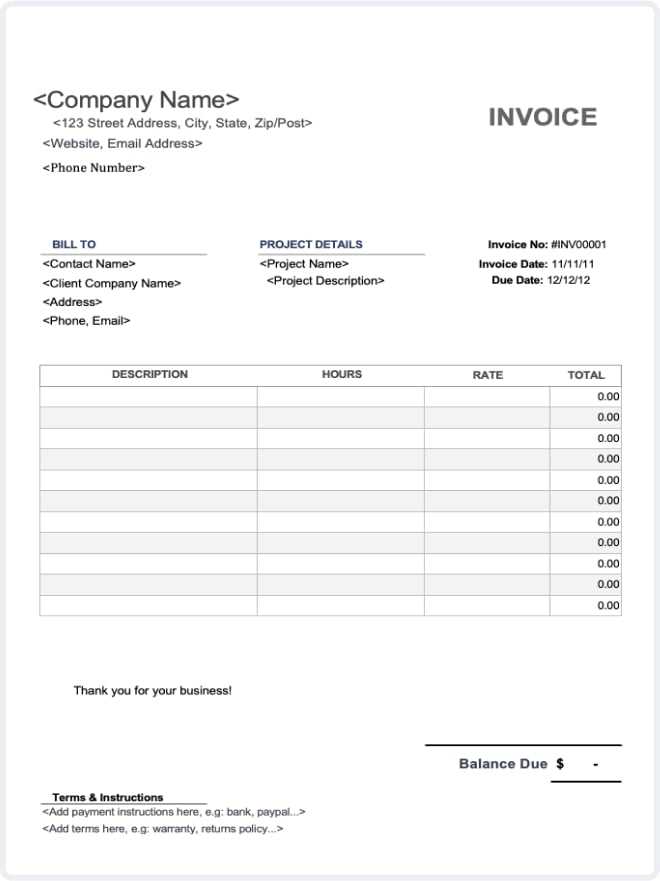 invoice writing template