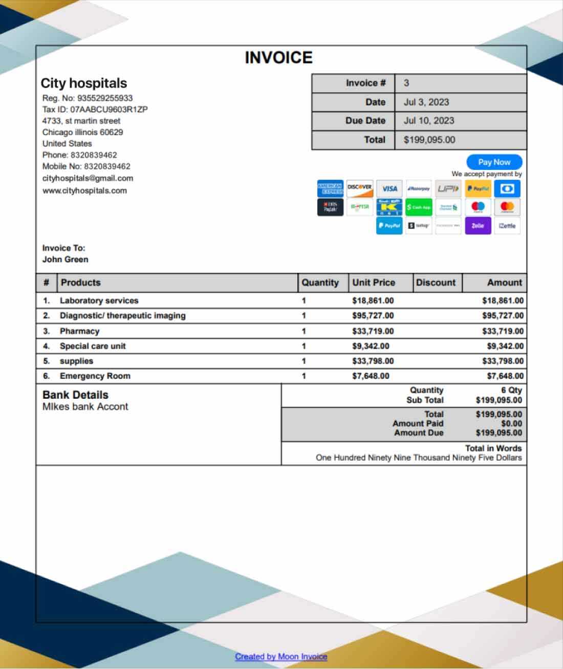 create pdf invoice template