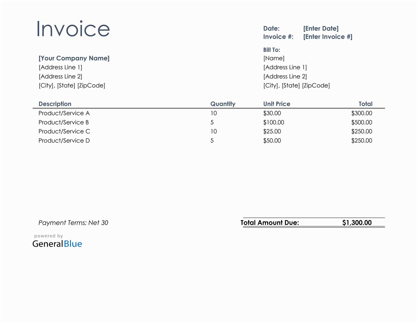 american invoice template