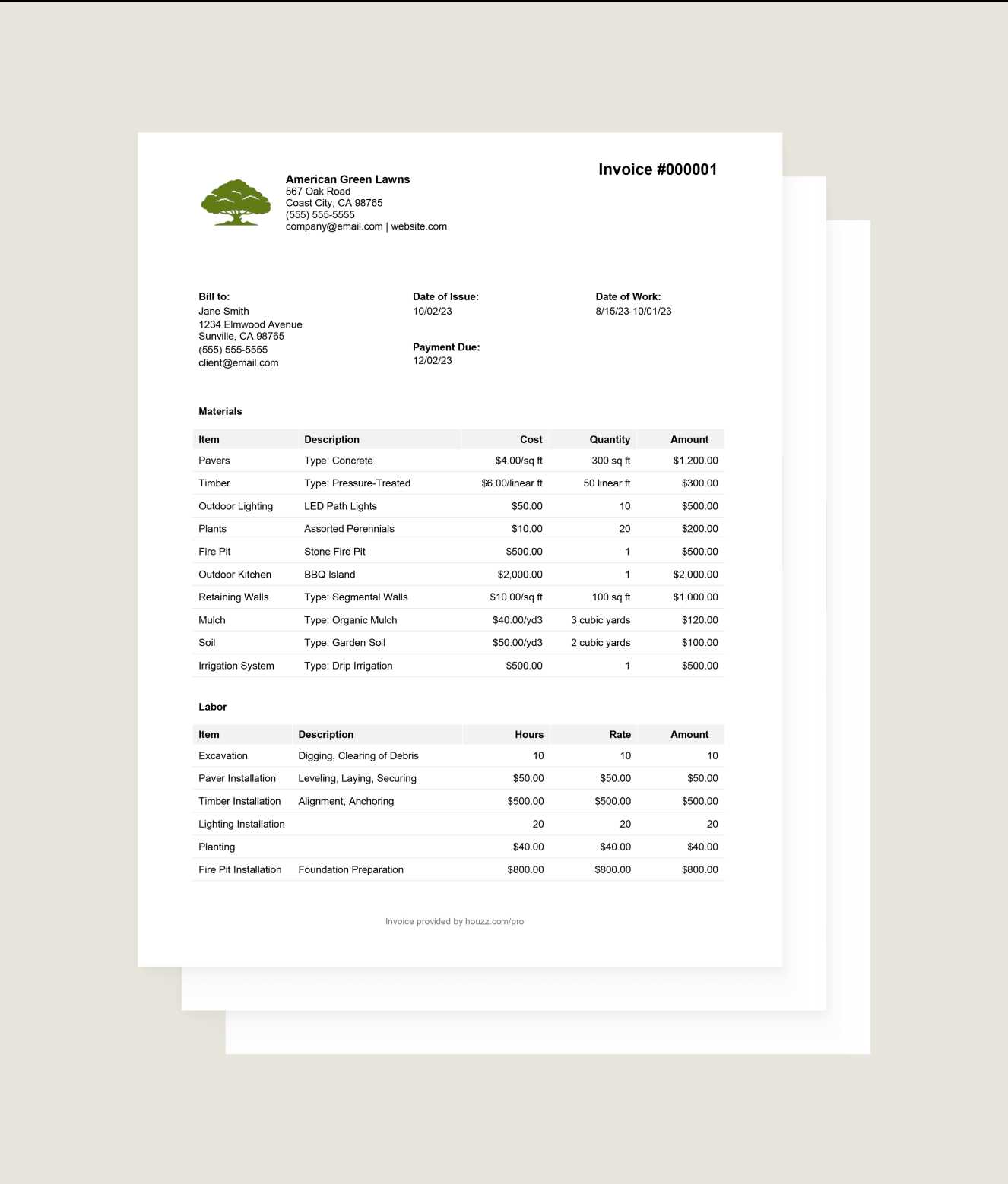 american invoice template