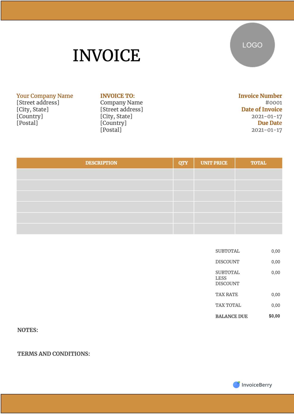 free editable printable invoice template