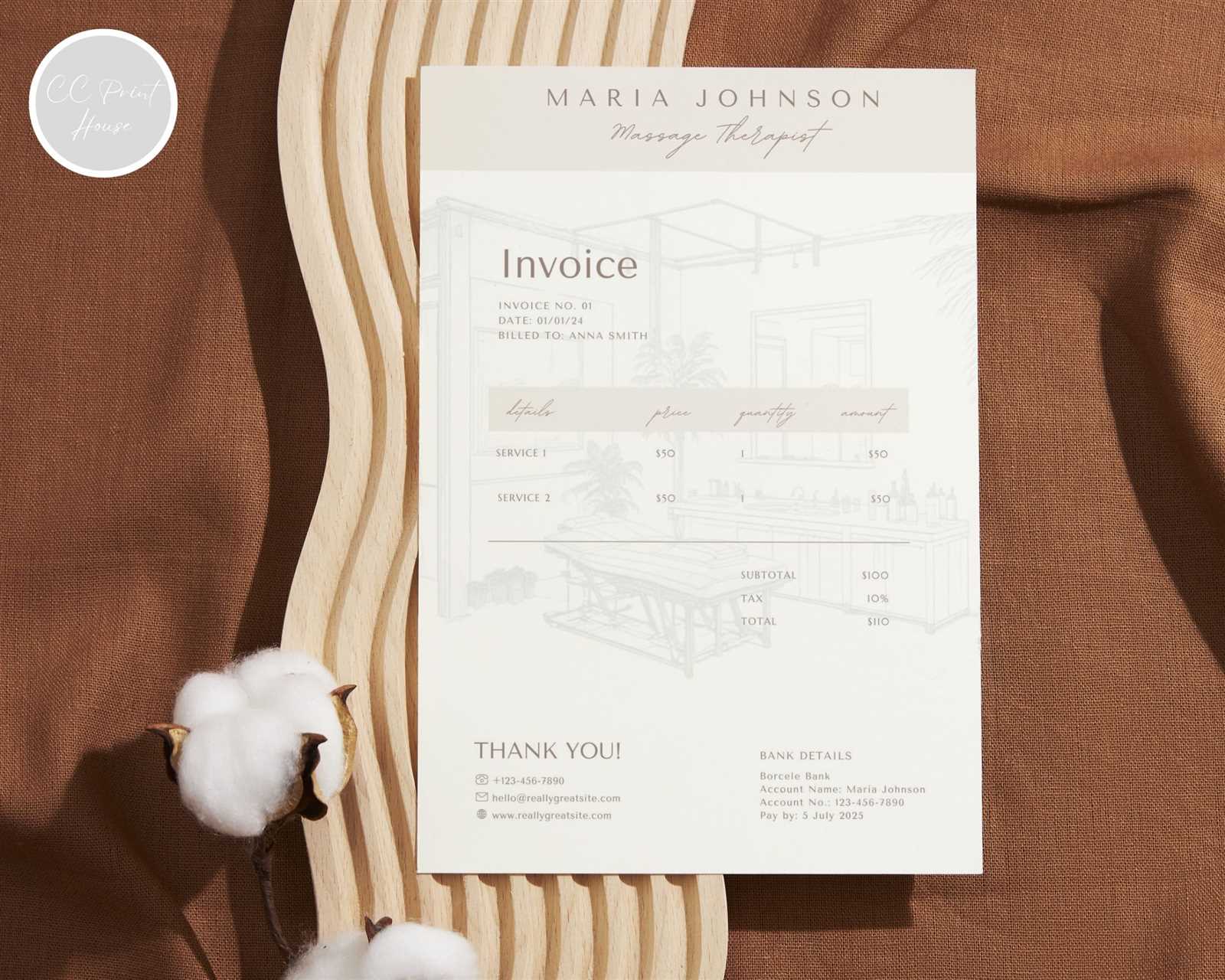 massage invoice template word