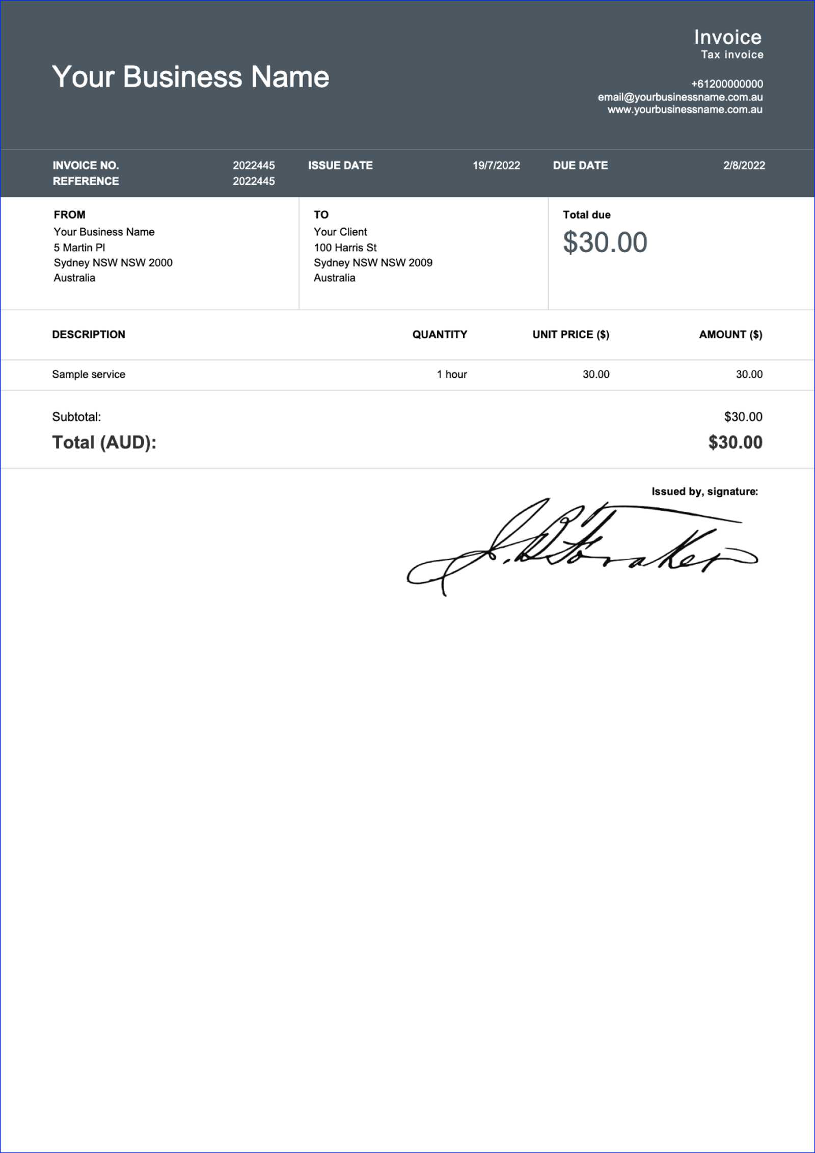 custom invoice template free