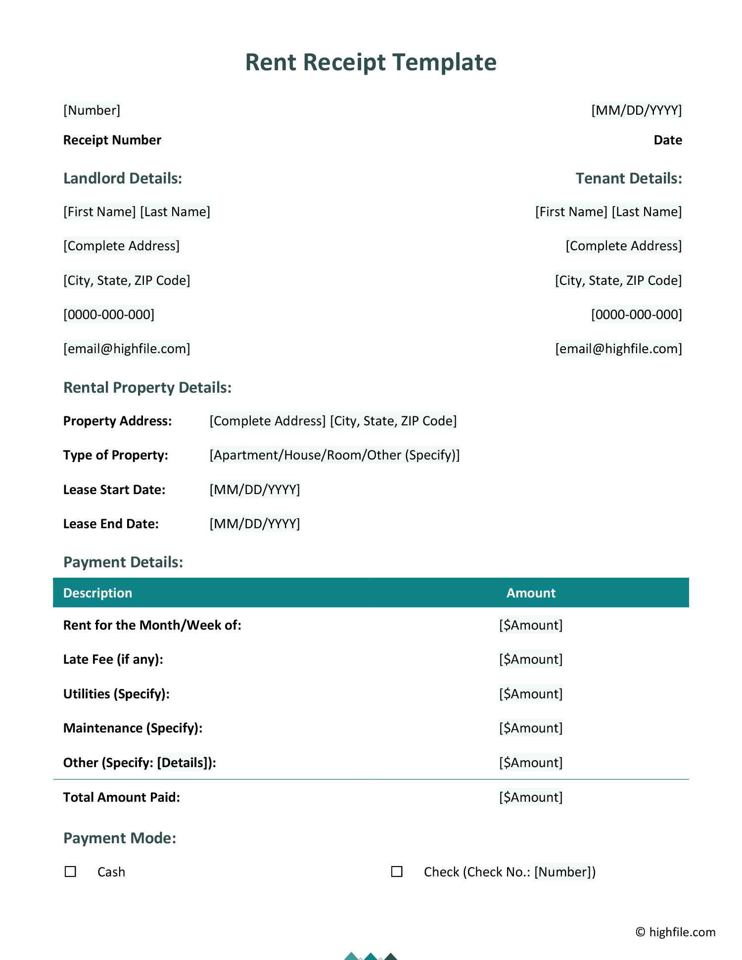 apartment invoice template