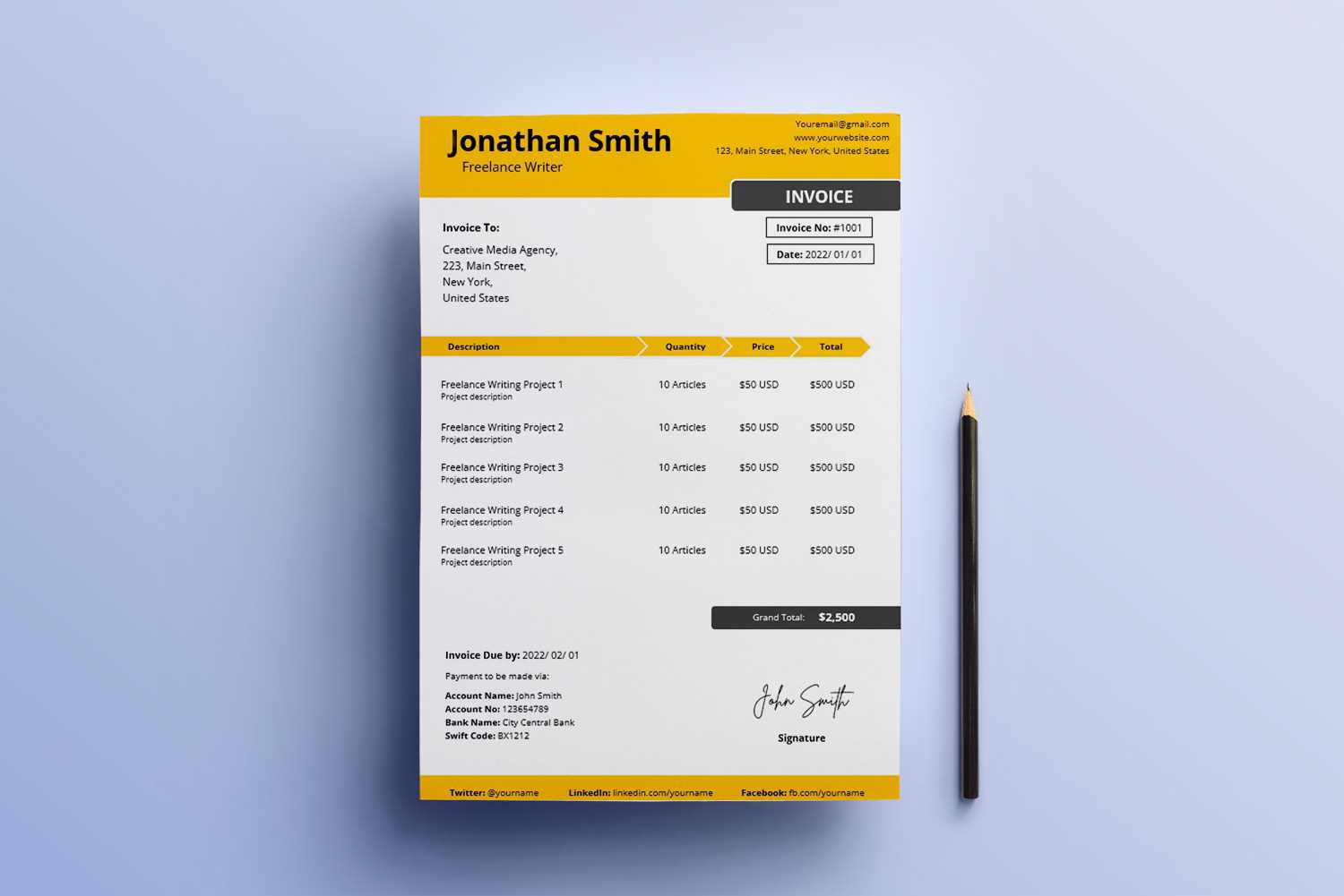 invoice template word free download pdf