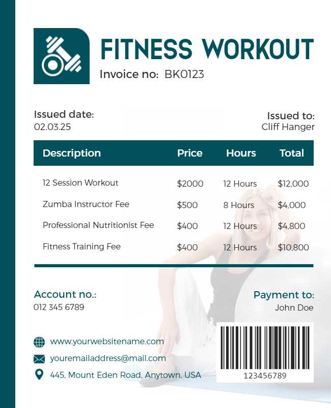 zumba invoice template