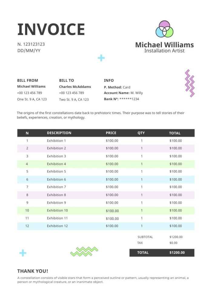 art invoice template free