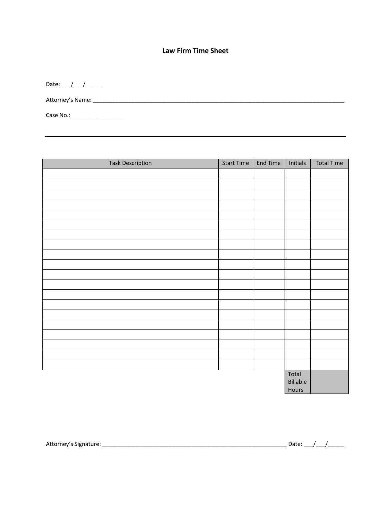 attorney billable hours invoice template