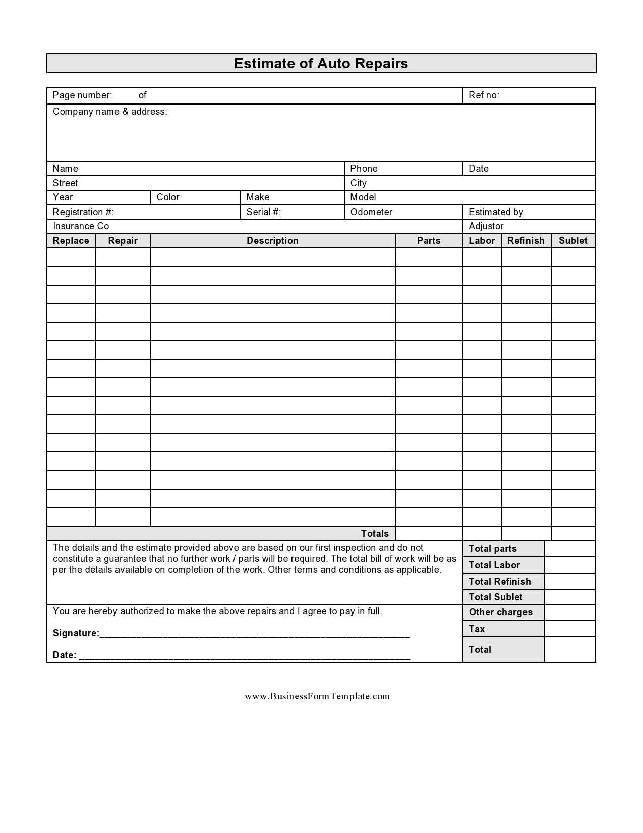 auto invoice template