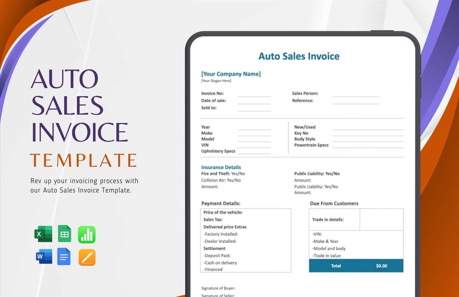 automotive invoice template excel