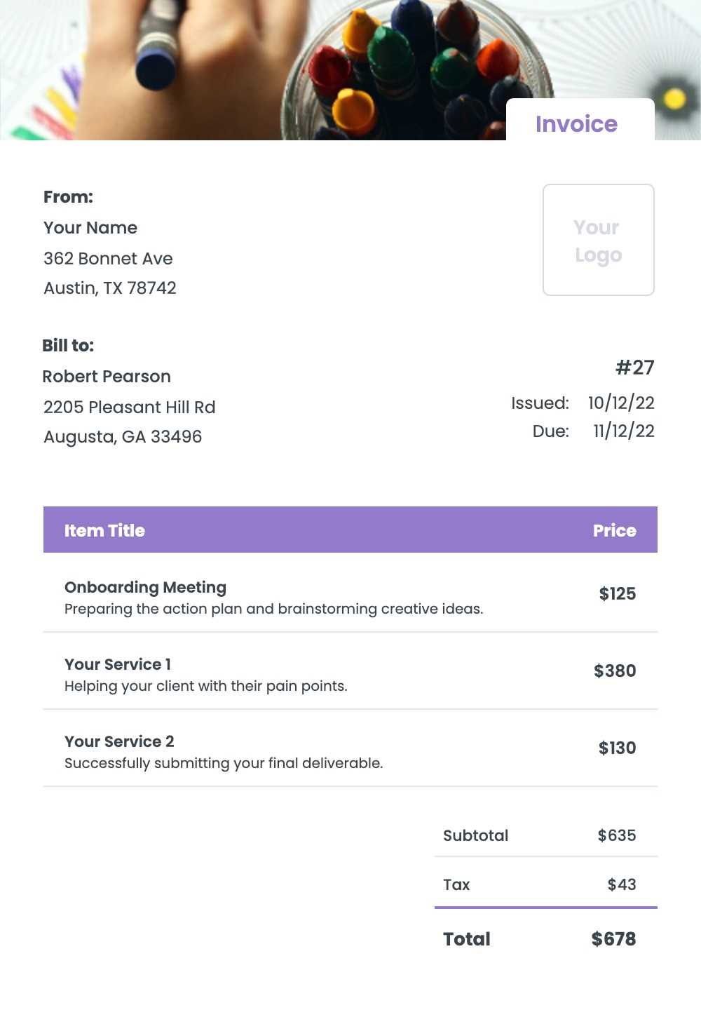 babysitting invoice template