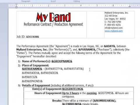 band performance invoice template