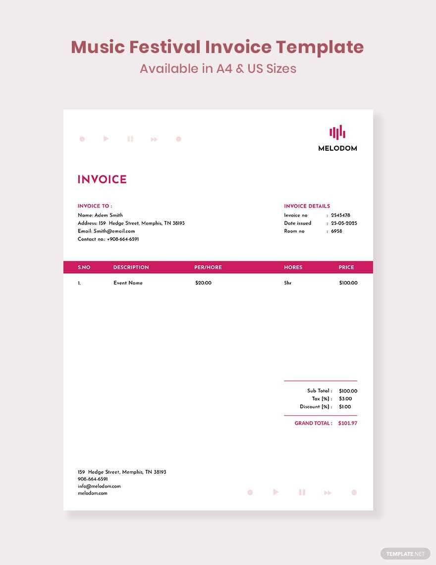 band performance invoice template