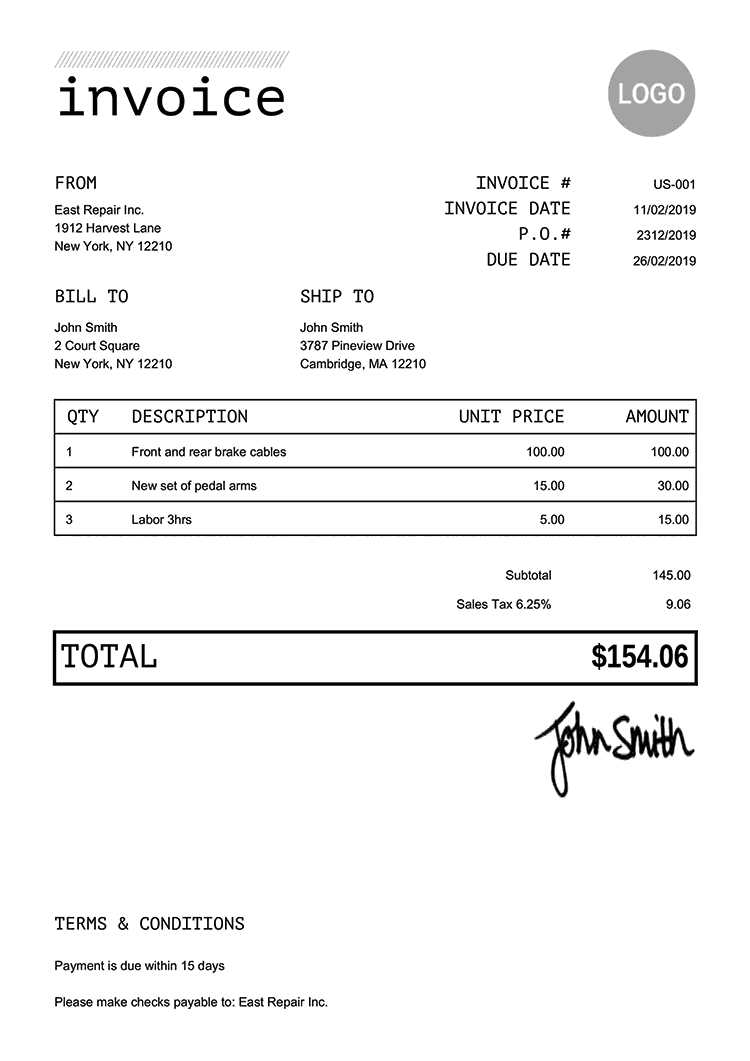 bank invoice template