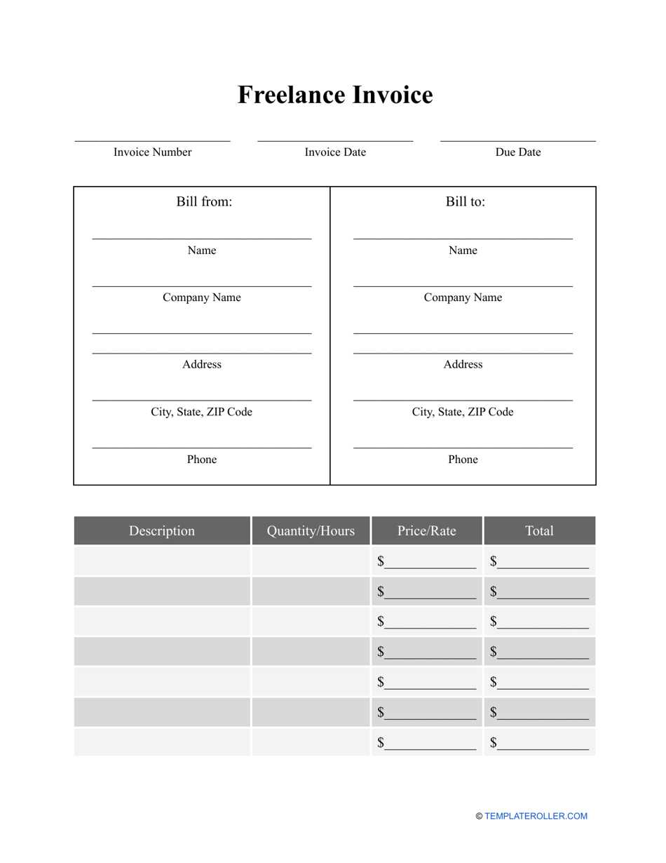 basic freelance invoice template