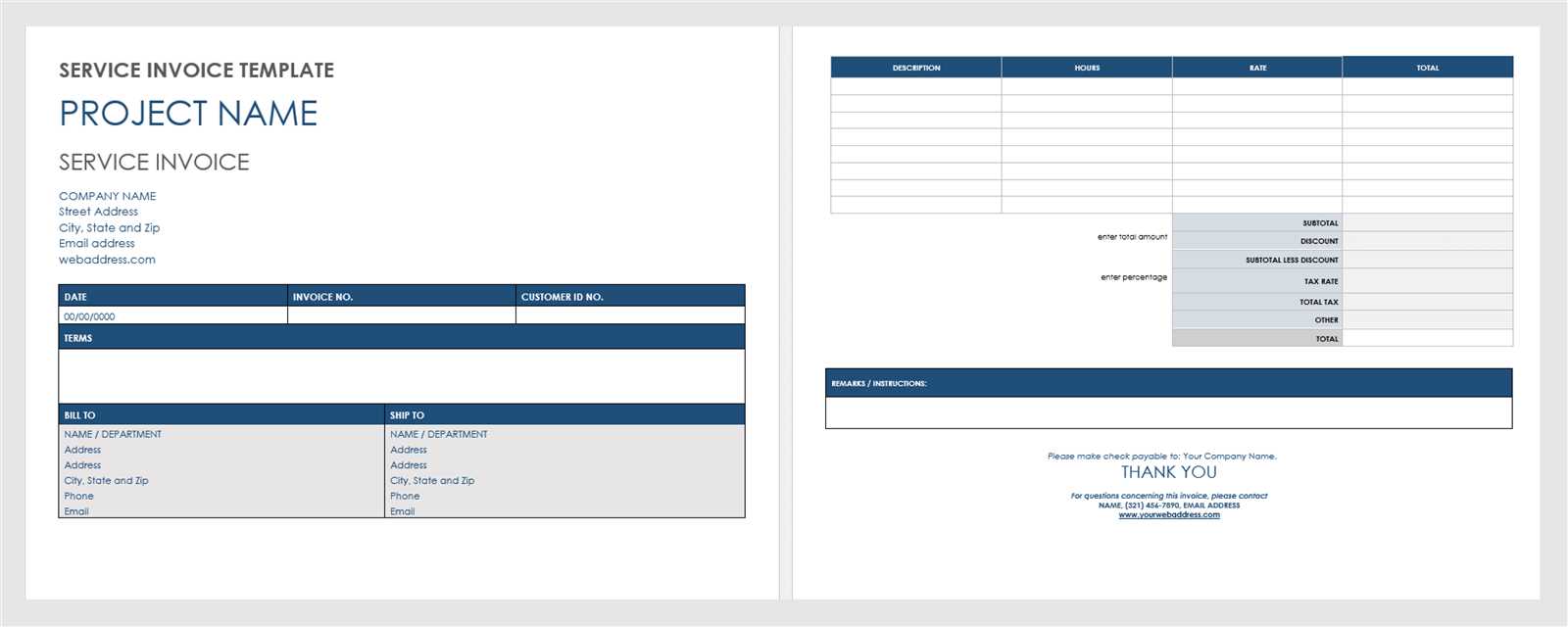 basic service invoice template free