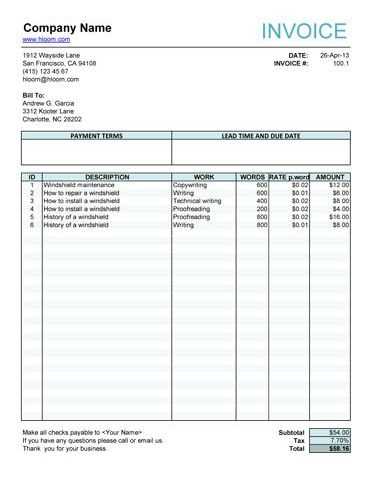 invoice template free simple