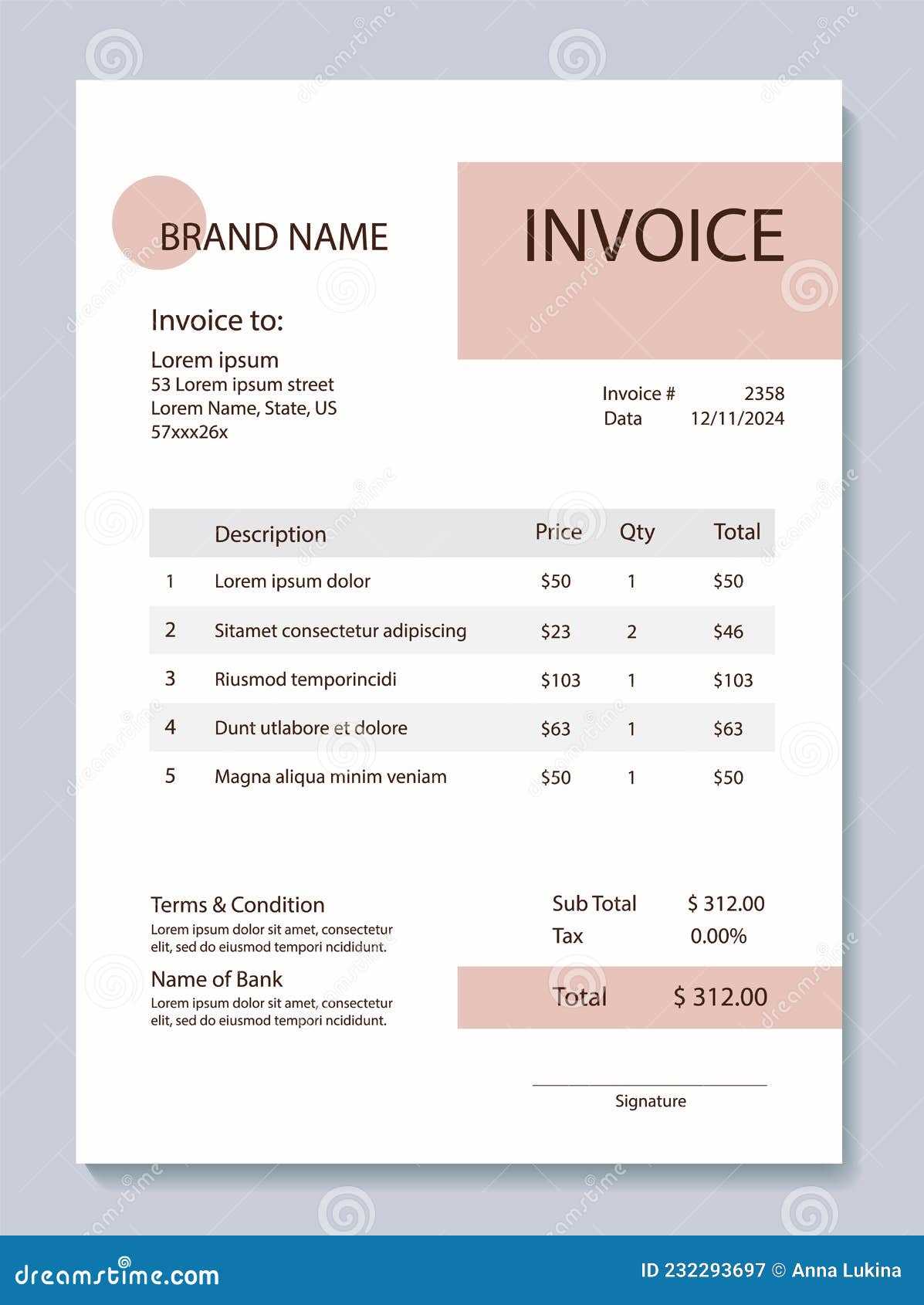 beauty invoice template