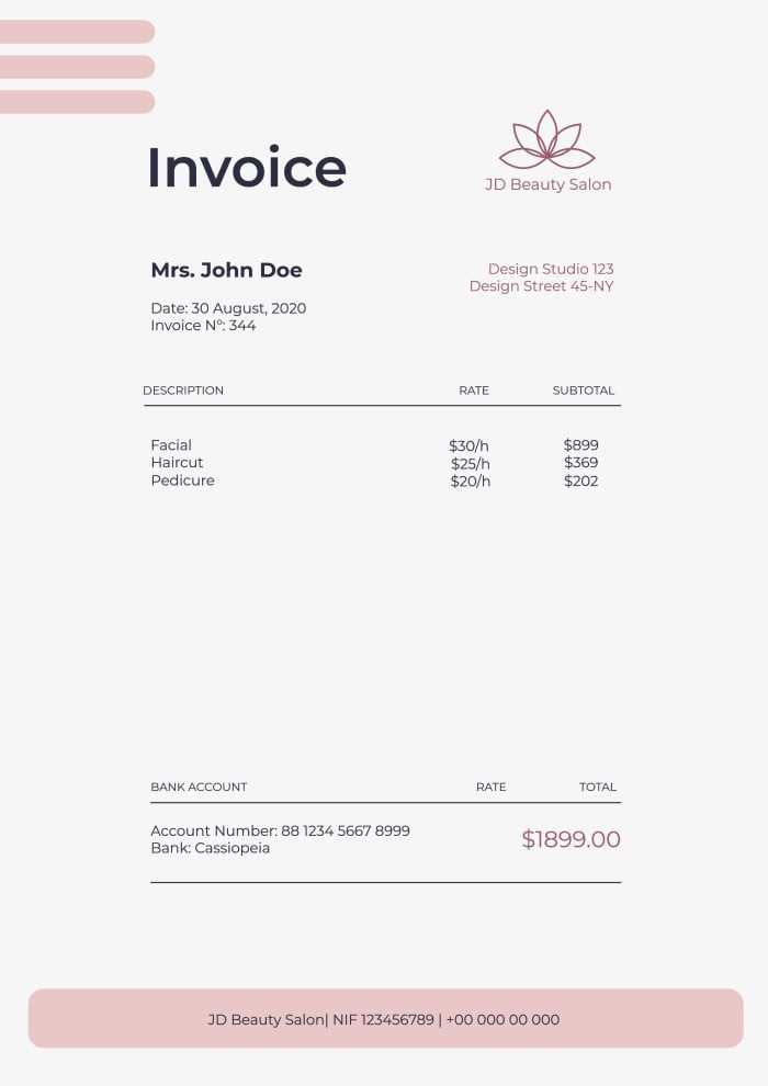 beauty invoice template