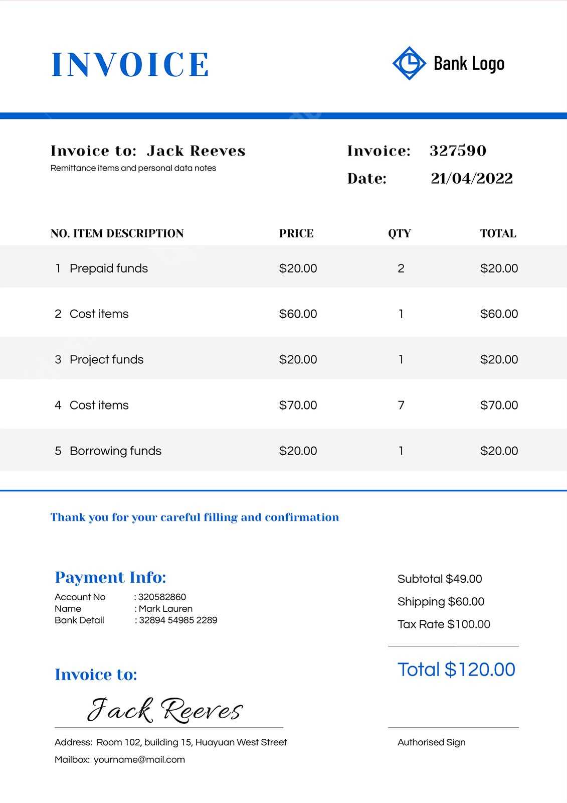 word document invoice template