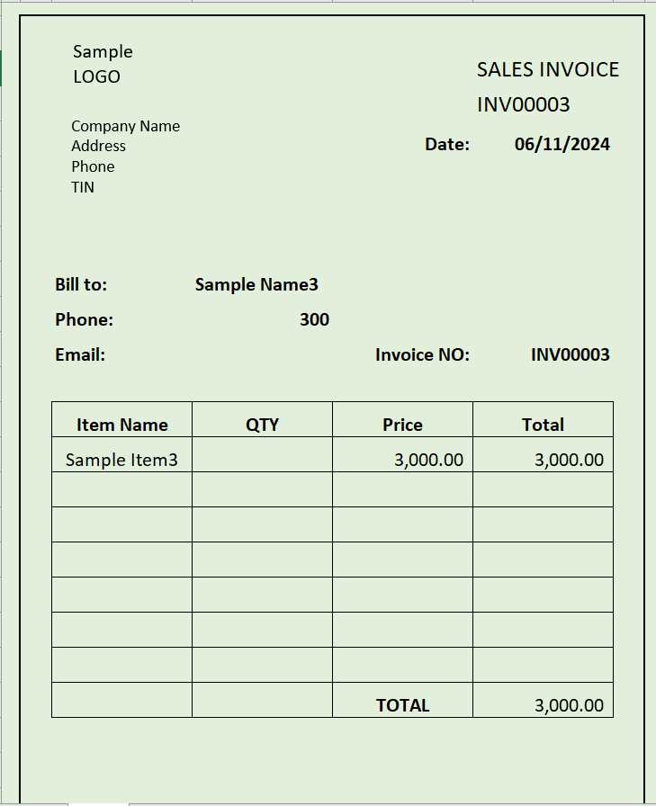 sample sales invoice template