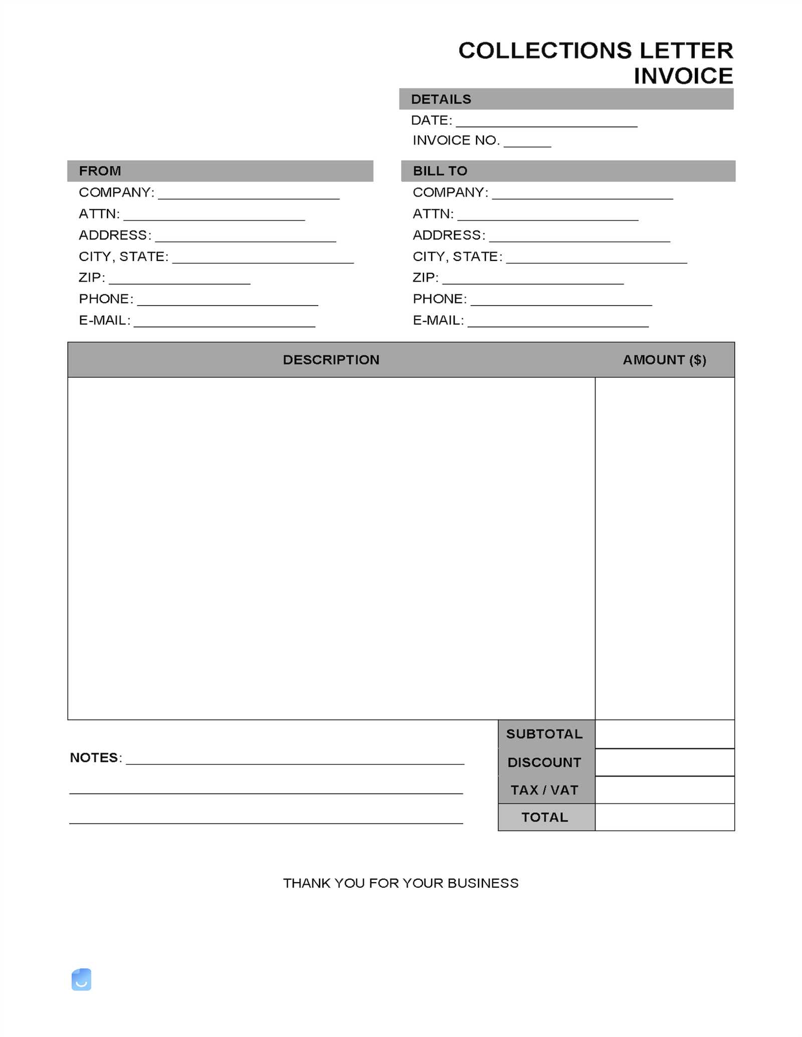 billing invoice email template