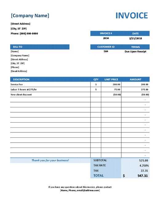 billing invoice template microsoft word