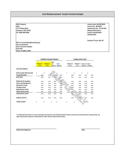 reimbursement invoice template