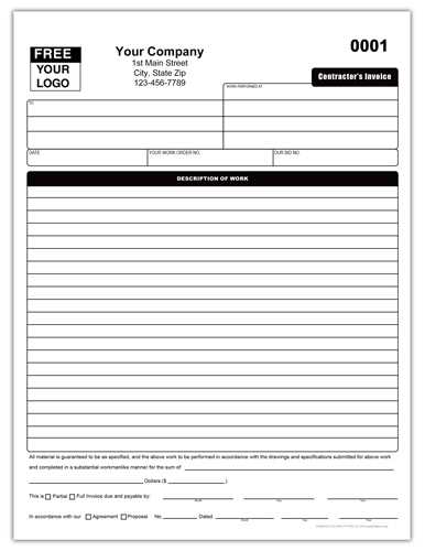 blank construction invoice template