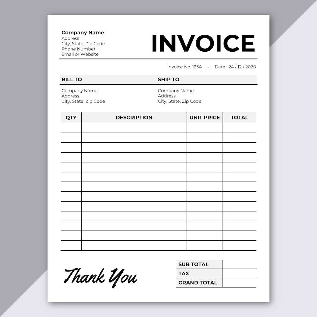 blank invoice template doc