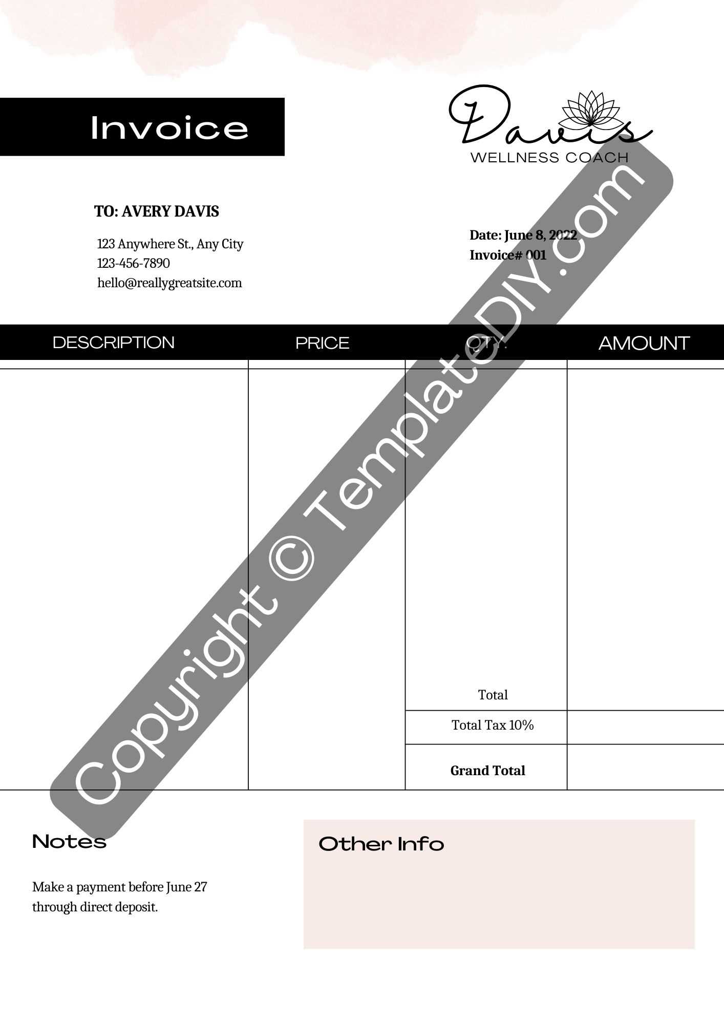 blank invoice template excel free