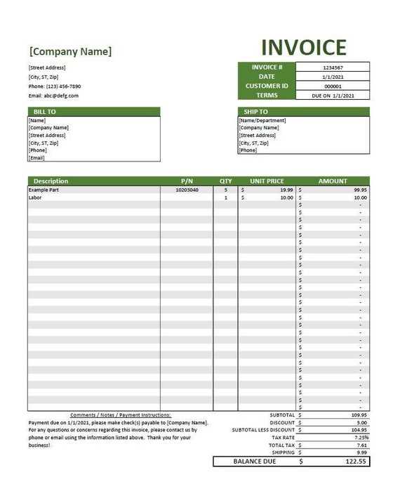 blank invoice template for services