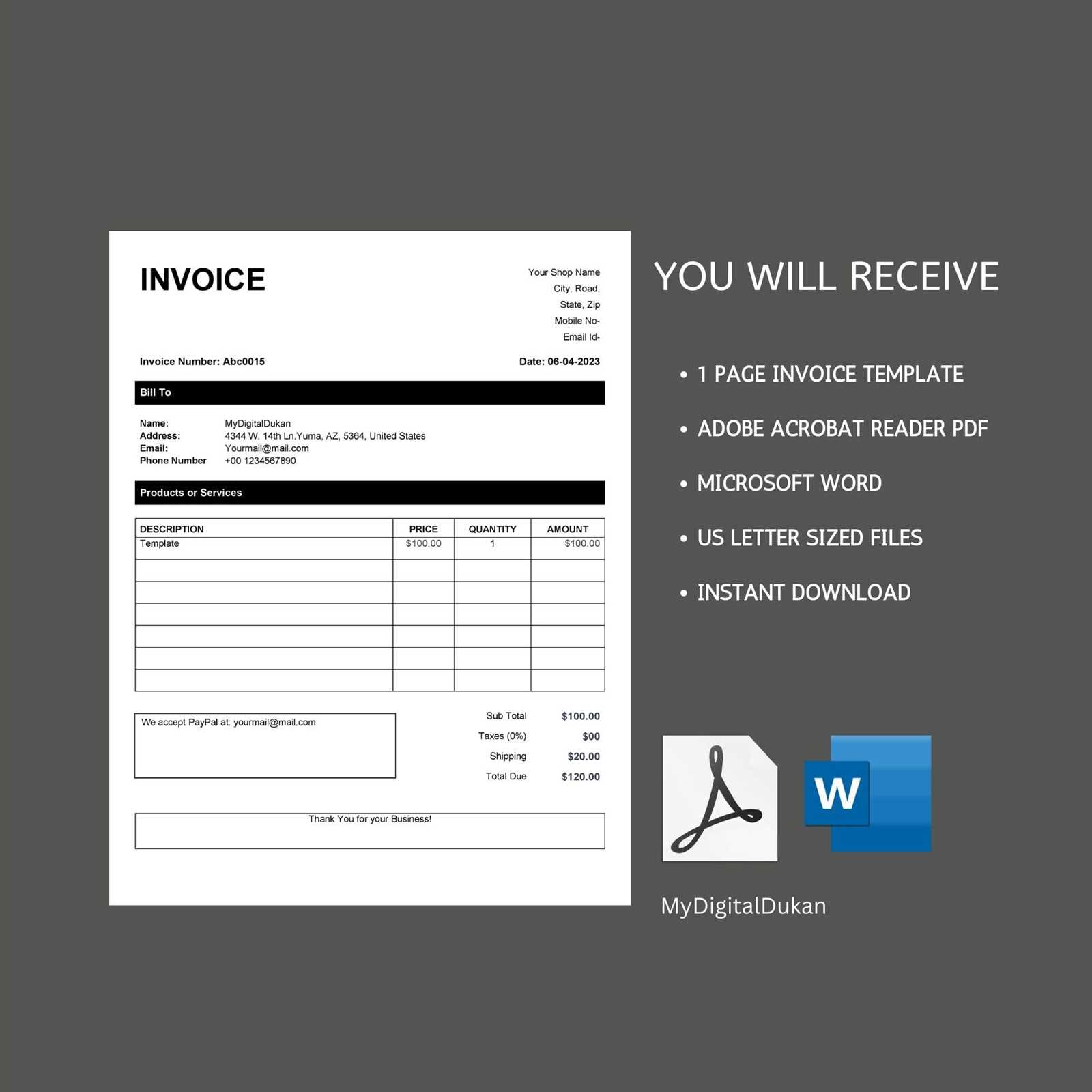 blank invoice template word free