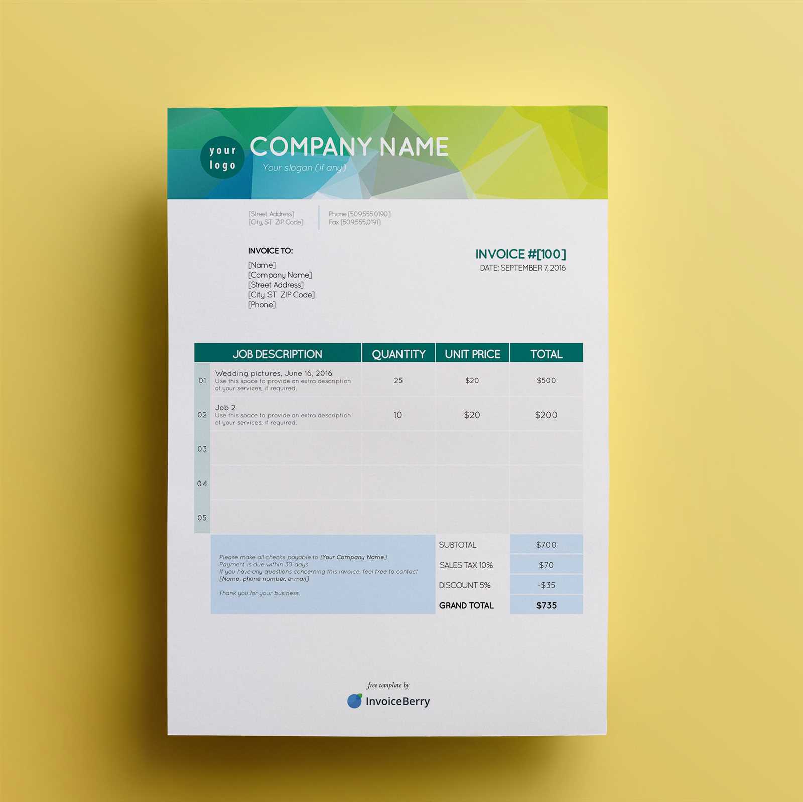 free invoice template open office