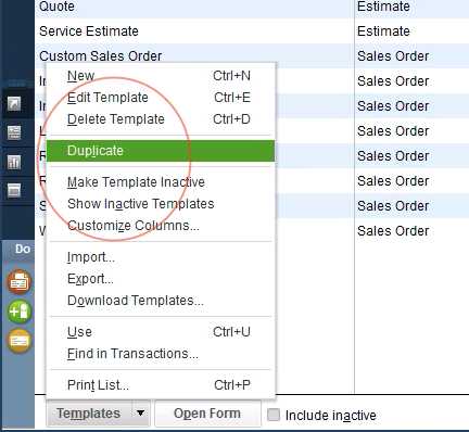 quickbooks export invoice template