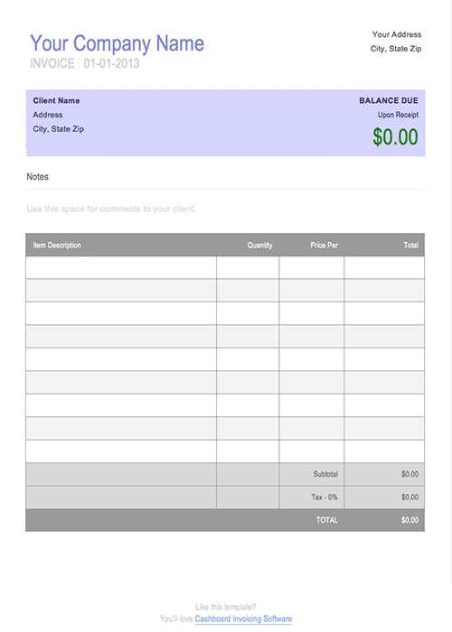 word billing invoice template